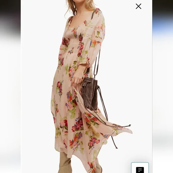 Free People, Morning Glory Floral Smocked Long Sleeve Maxi Dress, Size Xs NWT - Picture 2 of 8